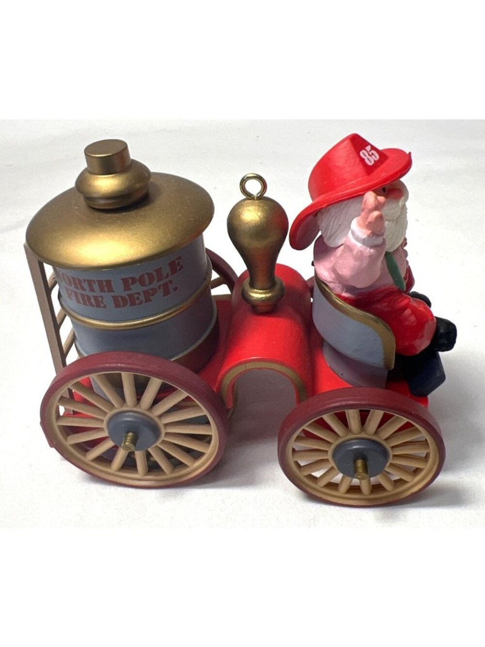 Santas Fire Engine Hallmark Keepsake Ornament 1989 Collectors Series North Pole